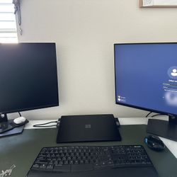 Dual Dell Monitor Office Setup – With Keyboard, Mouse & Docking Station