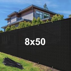 $55 (NEW) Black 8x50 FT Privacy Fence Screen Cover, Mesh Shade Cover for Garden Wall Yard Backyard
