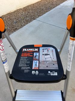 FRANKLIN 3-Step Aluminum Folding Step Ladder – 225 lb Capacity – Lightweight