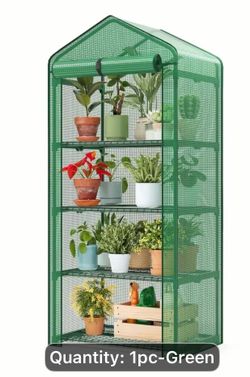 4-Tier Mini Greenhouse with Green PE Cover