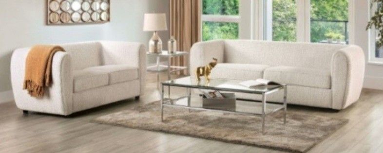 Brand New Off White Modern Style Sofa & Loveseat