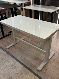 White Glass Top Electric Standing Desk