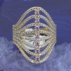 $675 Yellow Gold W Pink Zirconia Ring 
