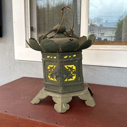Japanese Tall Antique “Lotus Purity Flower” Lighting Lantern, 