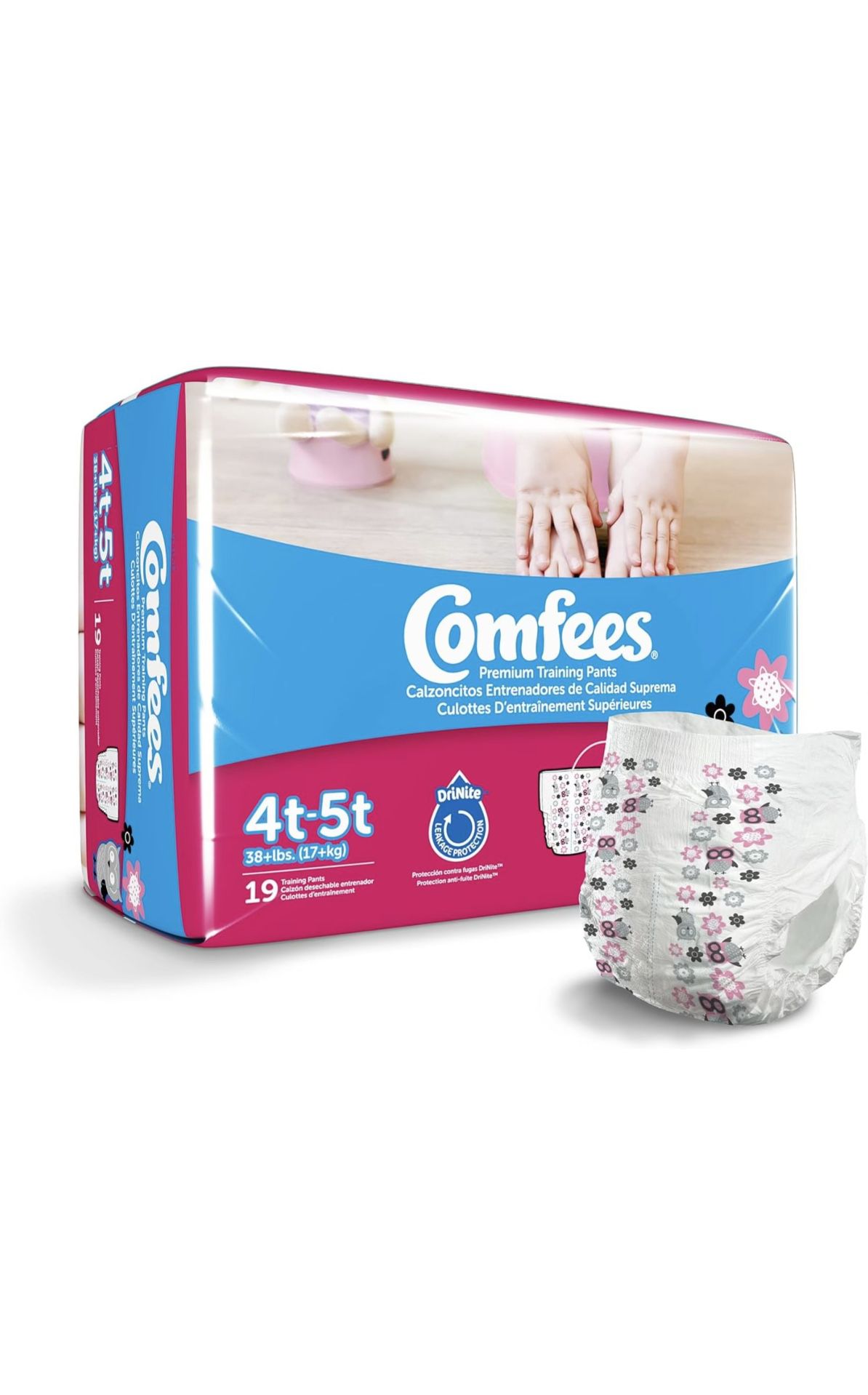 10 Pack Comfees Toddler Training Paints Size 4T to 5T 19 Diapers