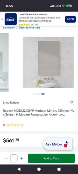 Modular 36" x 23-1/4" Frameless Bathroom Mirror