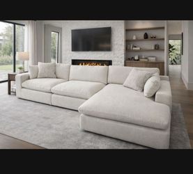 Luxury 140" Feather Cloud Sectional Sofa Couch