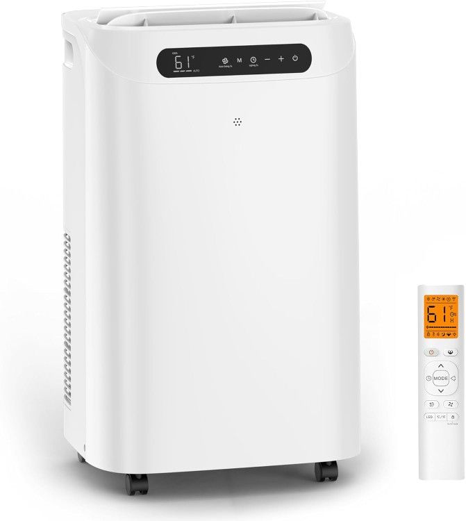 14000 BTU Portable Air Conditioners for Room up to 700 Sq. Ft, 3-IN-1 Portable AC Unit with Fan Dehumidifier, Drainage-free Cooling, 48 dB Quiet Sleep