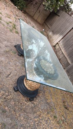 Glass Top Dining Table with Pineapple Pedestals