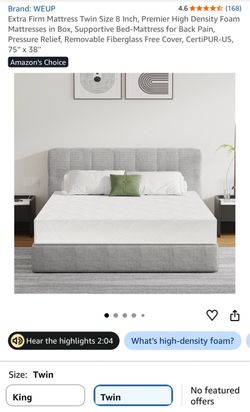 WEUP Twin 8-Inch Extra Firm Foam Mattress