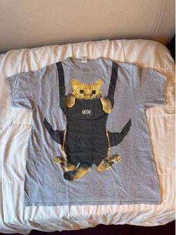 Delta Pro Weight Men’s XL Gray Cat Graphic Print Crew Neck Short Sleeve T-Shirt