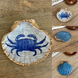 Blue Crab Scallop Shell Trinket dish