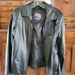 Black Leather Women's Jacket: Medium