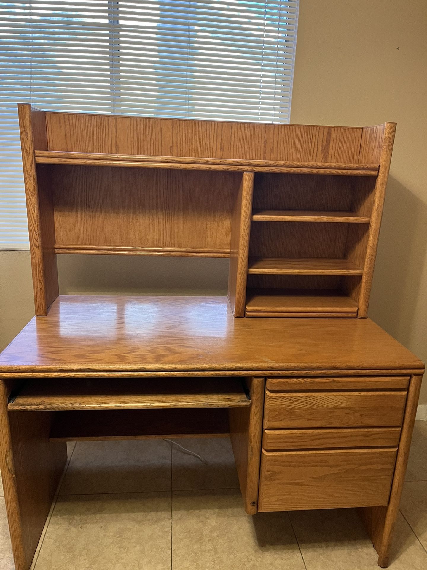 Two Pice Solid Wood Desk With Hutch