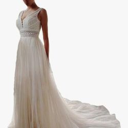 Wedding Dress White And. Nude