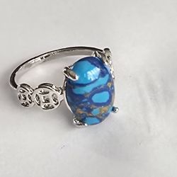 BLUE ARIZONA COPPER QUALITY TITANIUM  SILVER NEW SIZE 8 TRENDSETTER RING