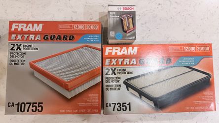 New FRAM Air Filters (CA10755, CA7351) + Bosch 3323 Oil Filter – $25 for all