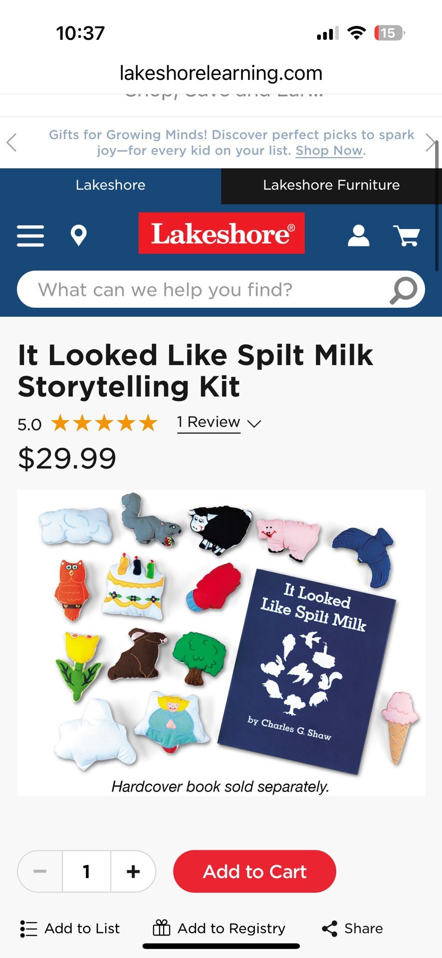 Lakeshore “It looked Like Spilt Milk” Storytelling Kit