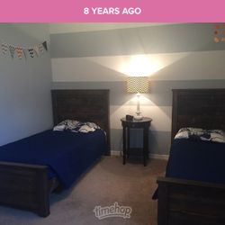 1 Wooden Frame Twin Bed With Twin Mattress