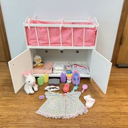 Doll Crib/Bed Includes all Accessories Shown 