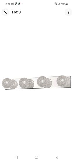 4-Light Mirrored Stainless Steel Vanity Light with Accent Glass Shades
