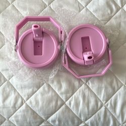 Two Pink Stanley 40 Oz Covers No Straw 