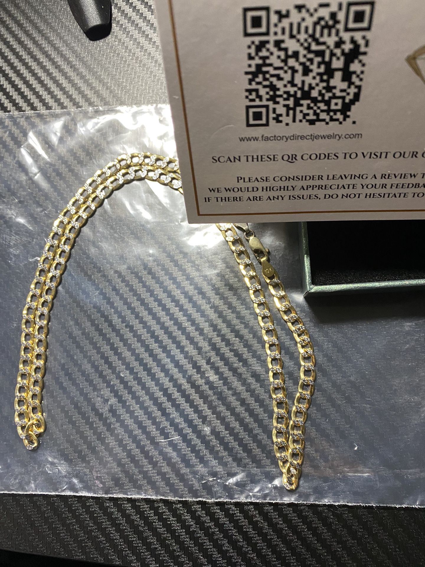 Gold Chains Hollow Cuban Pave 10K Gold Chain 6.18mm
