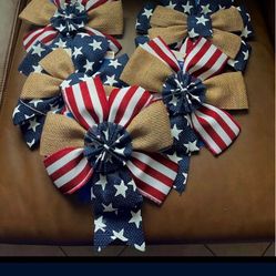 Stripes & Stars Burlap Bows 