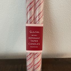 Sur La Table Peppermint Taper Candles