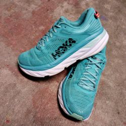 Hoka One One Bondi 7 Women’s Running Shoes – Size 8 Aqua/Teal