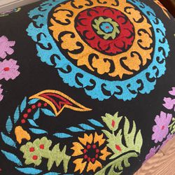 Embroidered Footstool Ottoman 