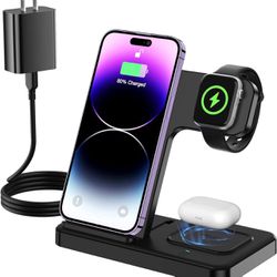 Wireless Charger iPhone, 3 in 1 Charging Station Apple 18W Fast Charging Station for Multiple Devices Apple - iPhone 15 14 Pro Max 13 12 11 - iWatch 8