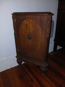 Solid Wood Artistic Antique Triangle End Table - $75
