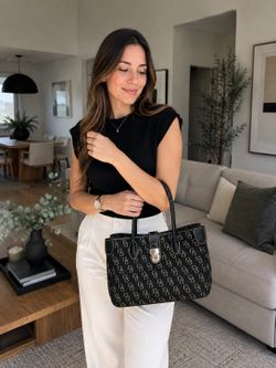 Dooney & Bourke Black Signature Monogram Satchel Top Handle Crossbody Bag