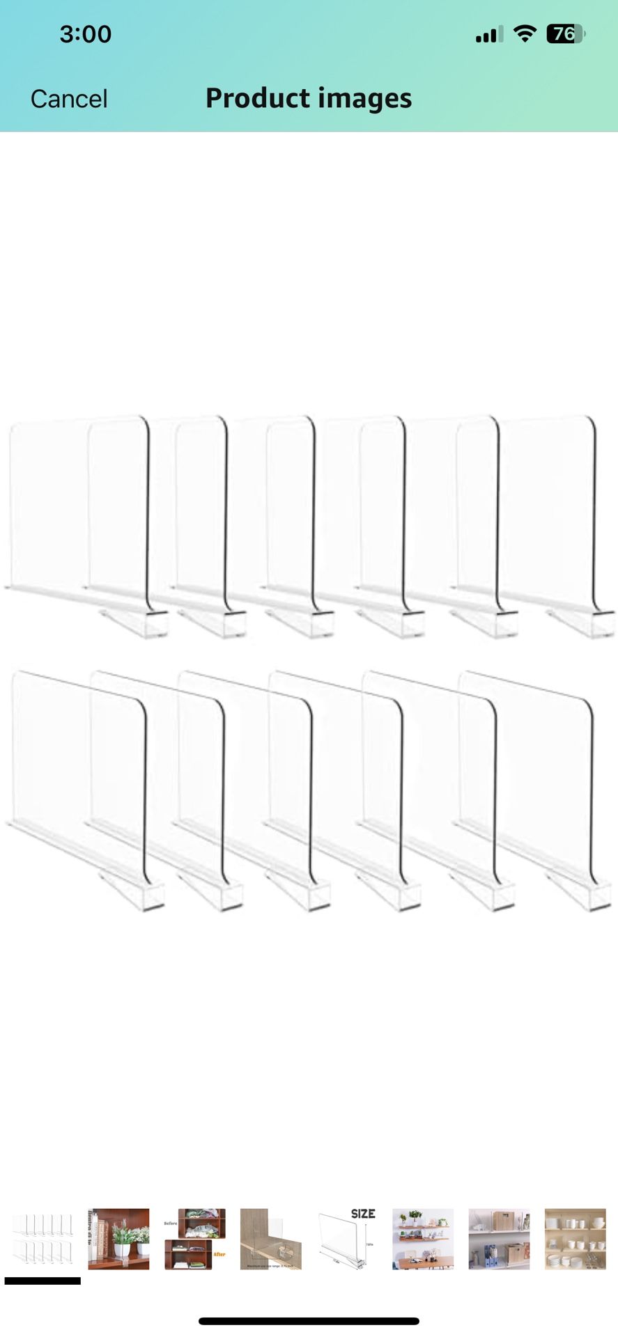 New Acrylic Shelf Dividers (12 Pack)