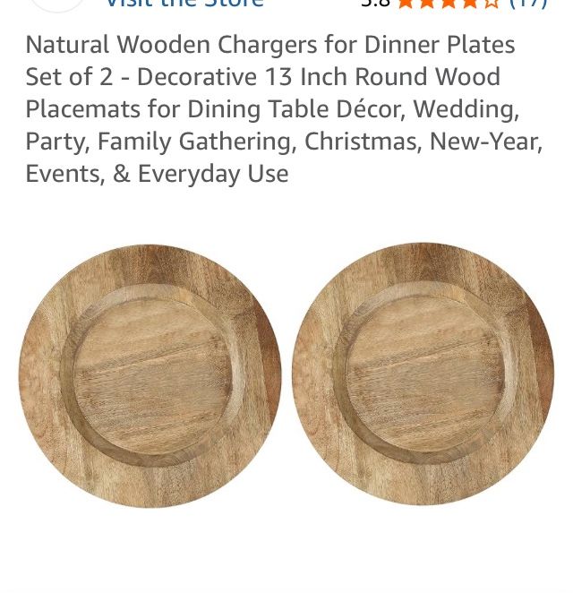 Natural wooden chargers for dinner plates 