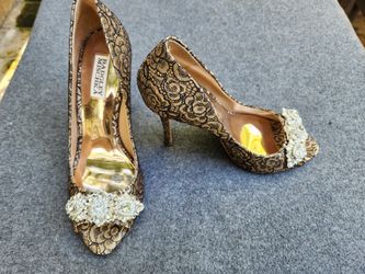 Badgley Mischka Vanetia Platino Lace Peeptoe Pump