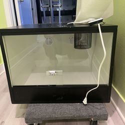 Front Opening Reptile Enclosure W/ Light Fixture And Light Cage