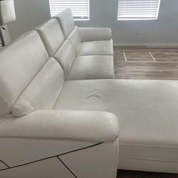 White Sectional With Sofa Chair