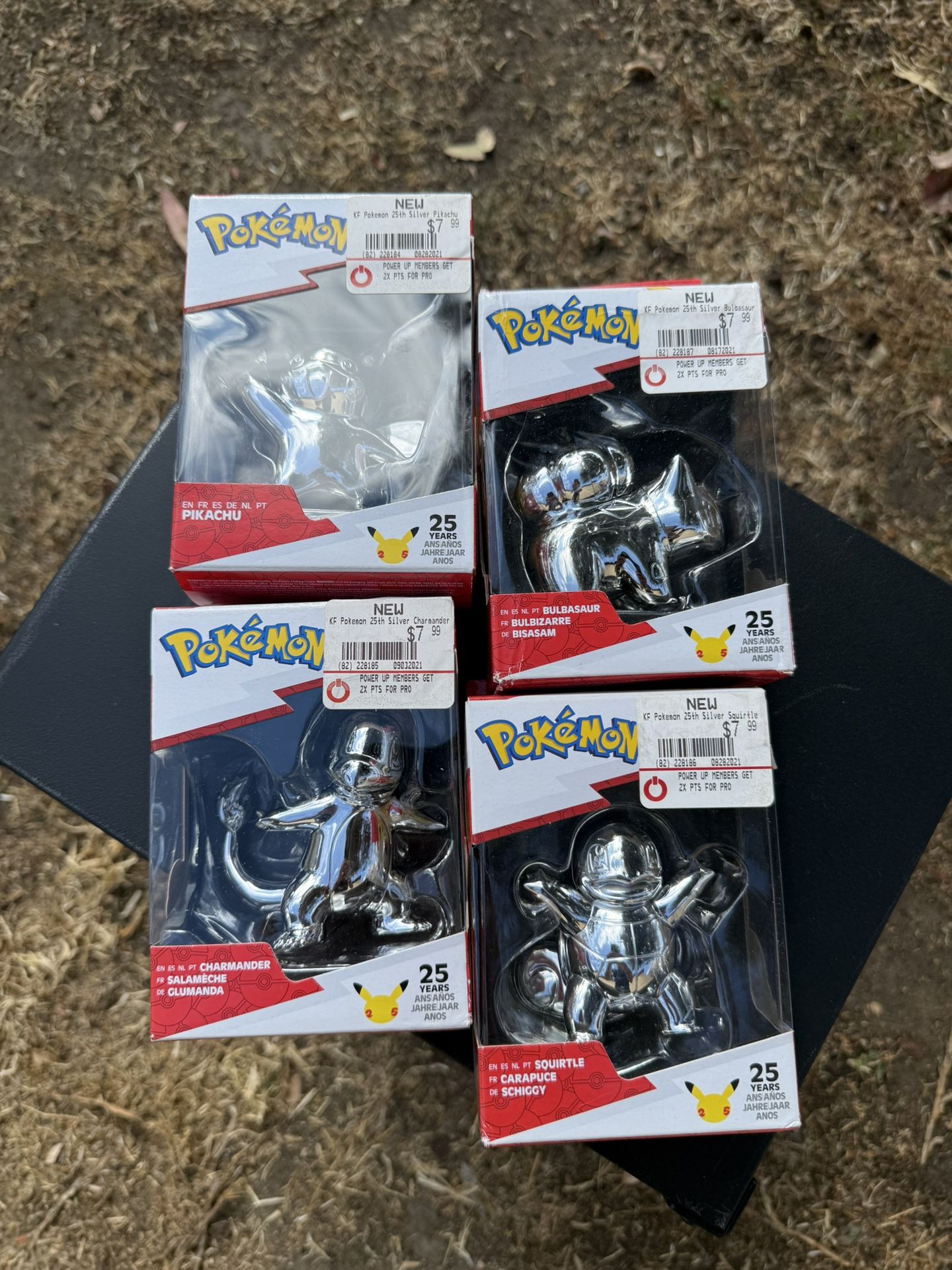 Pokemon 25th Anniversary Edition - Series 1 Silver Figurine Action Figure 4-Pack