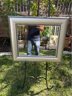 Silver Beaded Rectangular Wall Mirror