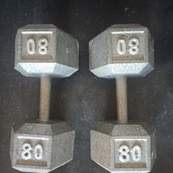  CAP Barbell 80 lb Cast Iron Hex Dumbbells