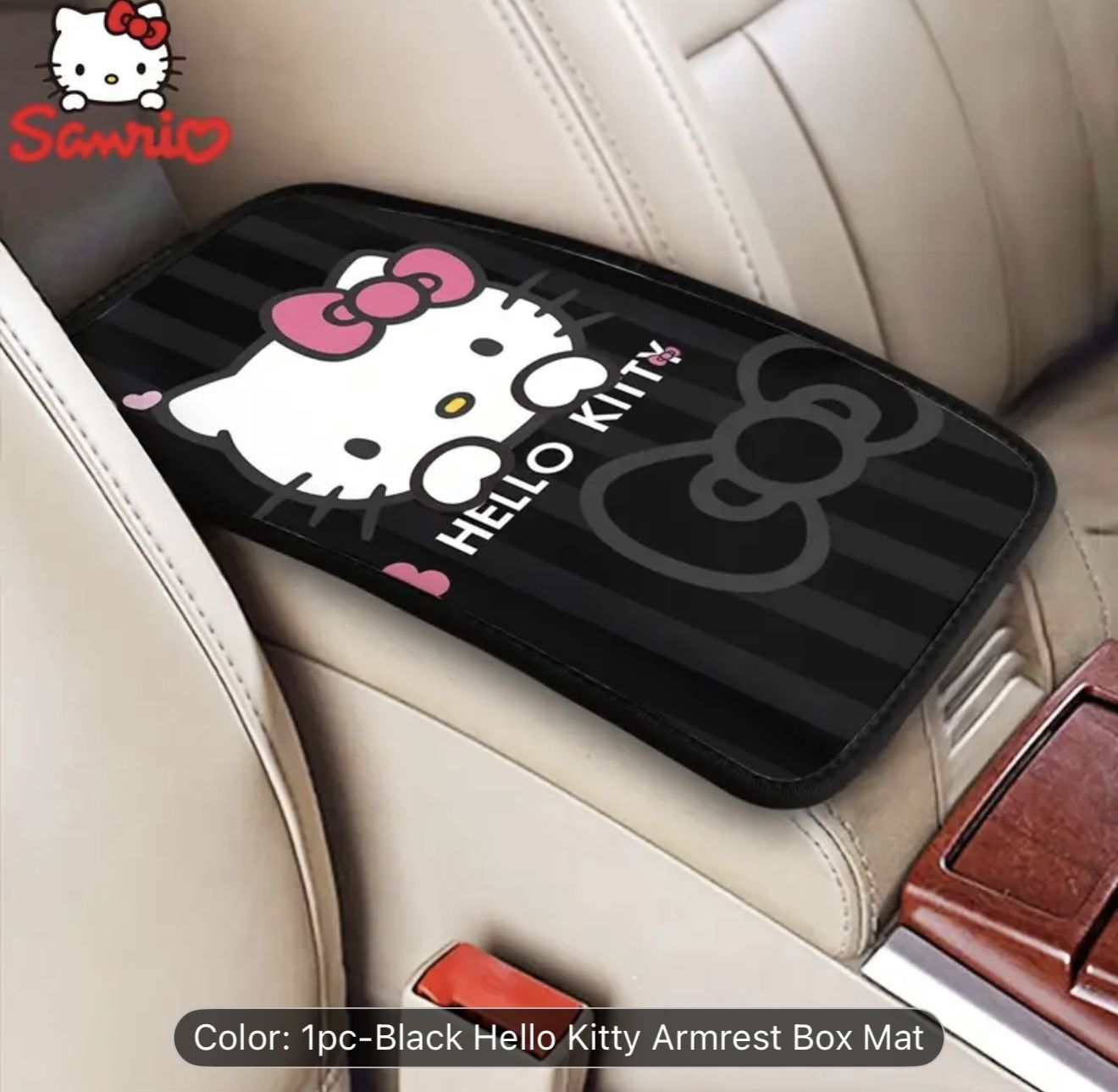 1pc-Black Hello Kitty Armrest Box Mat