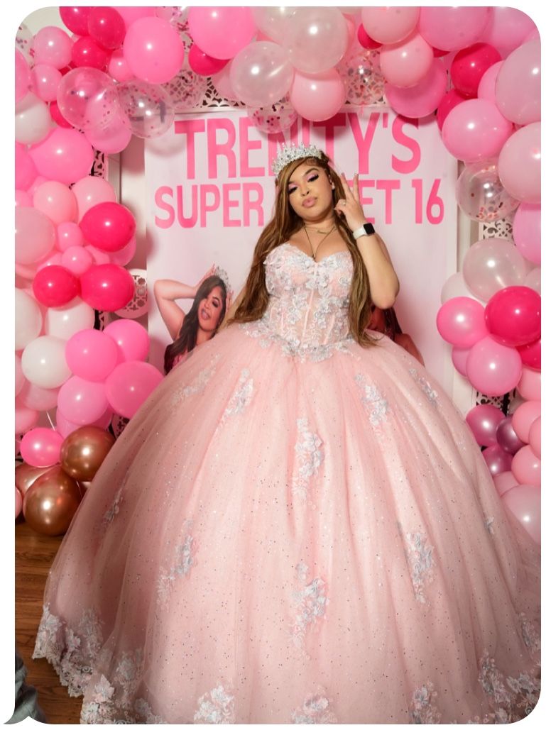 Pink Sweetheart Quinceanera Dress Floor Length Ball Gown $ 7 Hoop Big White Petticoat
