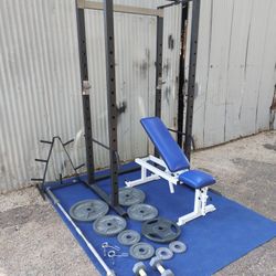 Power Rack / Pesas / Gym / Gymnasio / Squat Rack / Bench / Fitness / Olympic Weight Plates / Weight Tree