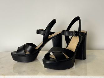 Black Leather Aldo Platform Heel Sandals – Size 7