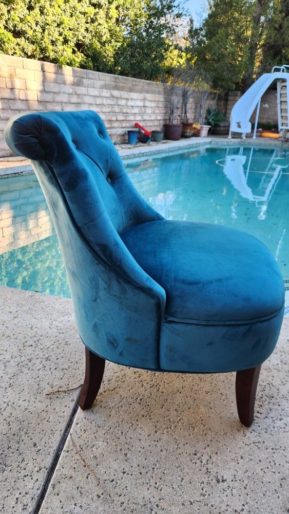 Pair Of 2 Chairs ◇ Green/Blue ◇ Velvety ◇ BRAND NEW
