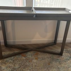 Wooden Console Table With Removable Serving Trays 