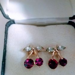 Gold Plated Cherry 🍒🍒 Earrings 🆕🆕🆕