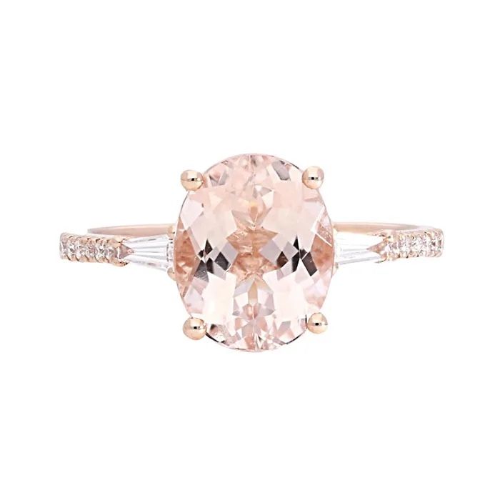 Helzburg Shades of Loveâ„¢ Morganite & 1/5 ct. tw. Diamond Ring in 14K Rose Gold Size 6.5 With Band